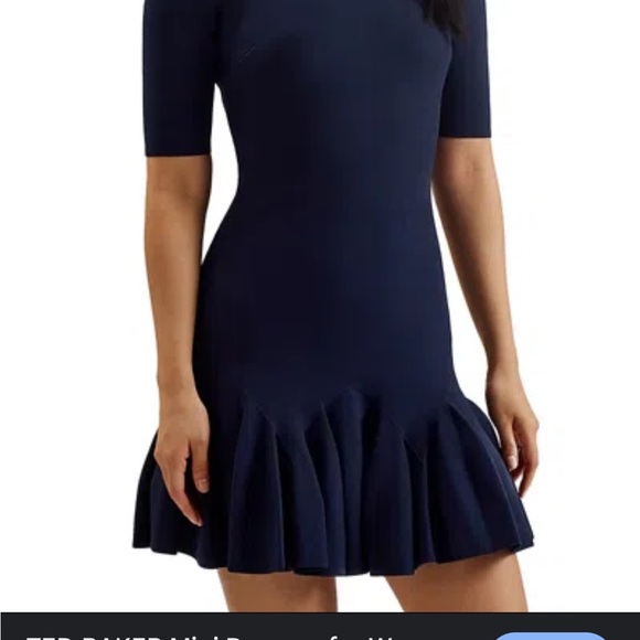 NWT Ted Baker Blue Fit and Flare Mini Dress sz 6 - Picture 1 of 5